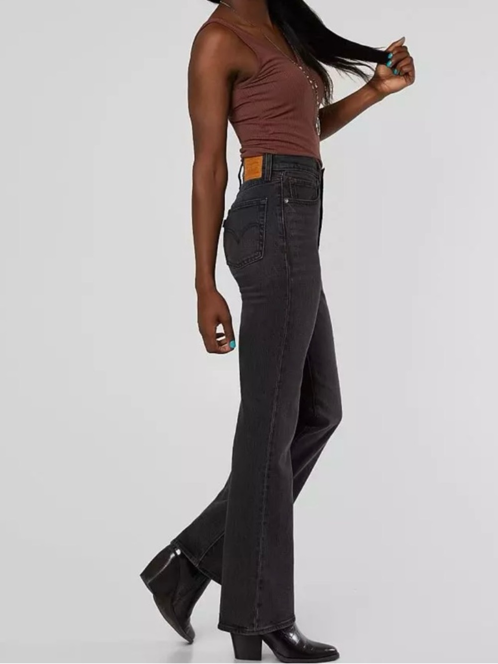 Levi’s Ribcage Flare washed black denim full length jean | Size 25 - Picture 11 of 11